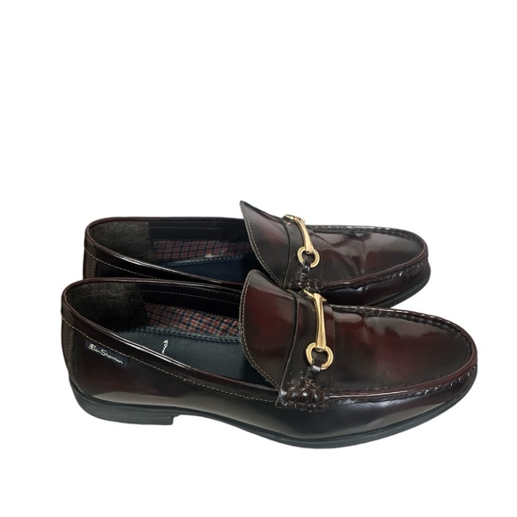 Ben Sherman High Shine Metal Bar Loafer Burgundy Size 41 - Stylish & Authentic - Picture 1 of 7